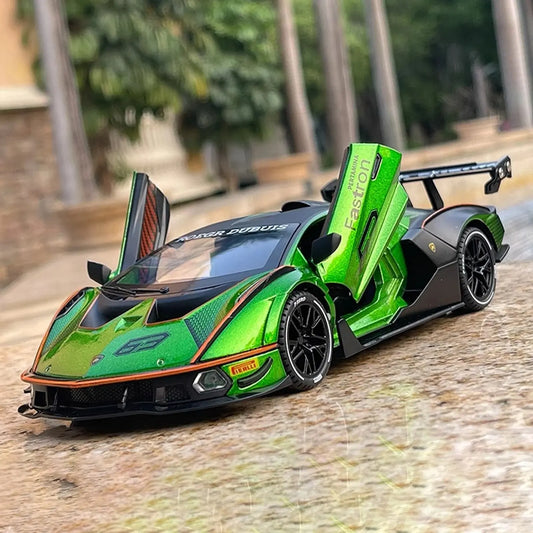 1:24 Scale Lamborghini SCV12 Diecast Car Model with Sound and Light Effects, Spring-Loaded Action