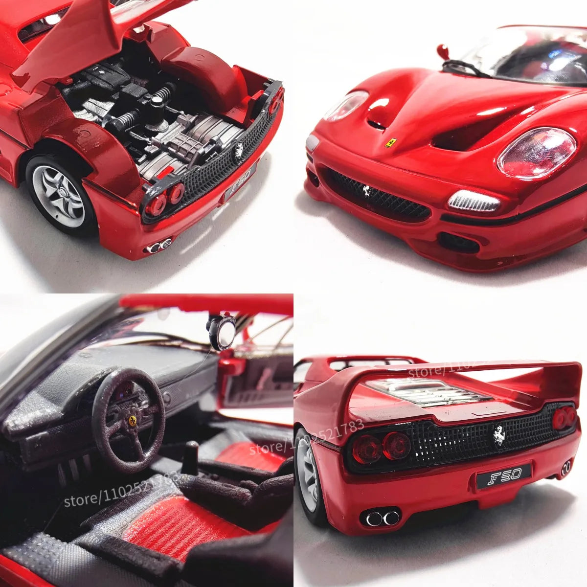 Bburago 1:24 Ferrari F50 Replica Car Model 458 488 Monza Enzo Scale Miniature Toy - Gift for Diecast Car Enthusiasts