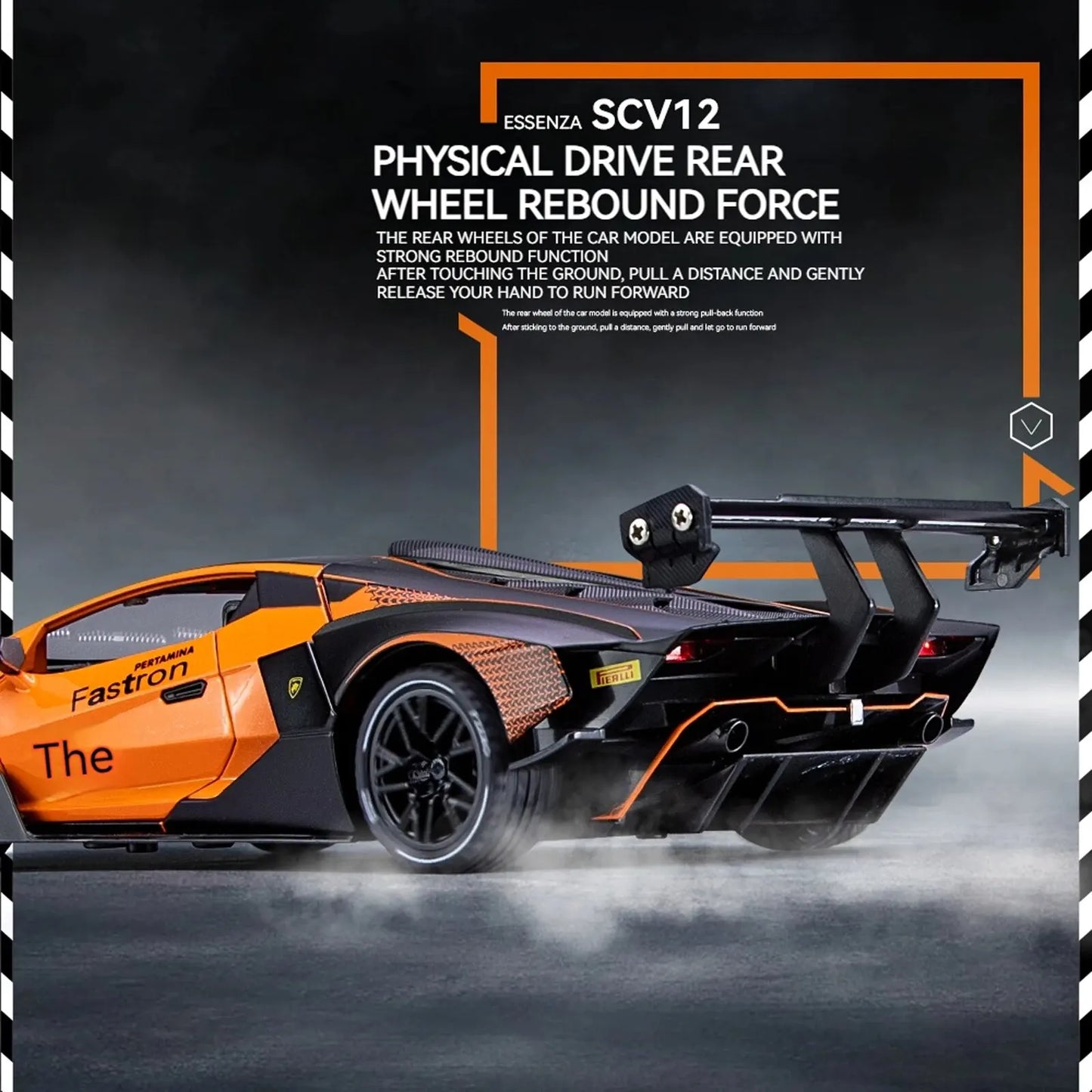 1:24 Scale Lamborghini SCV12 Diecast Car Model with Sound and Light Effects, Spring-Loaded Action