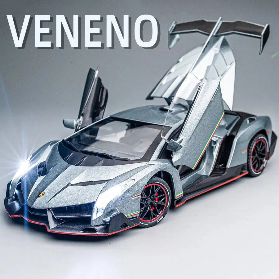 Diecast Car for Veneno Model Car 1/24 Scale Sports Toy Vehicle Door Can Be Opened Toy Car Front Wheel Steerable