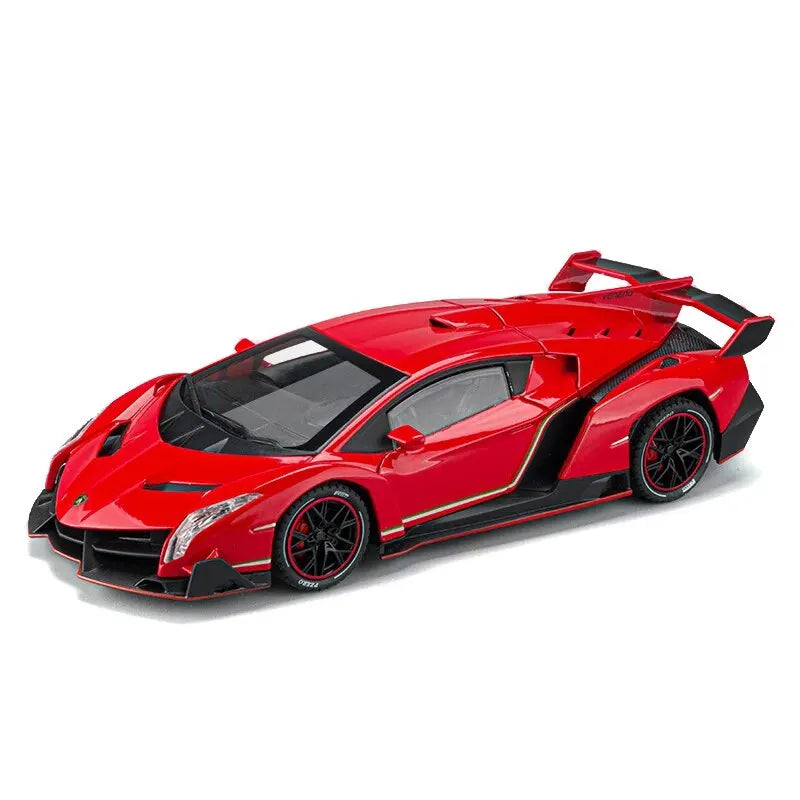 Diecast Car for Veneno Model Car 1/24 Scale Sports Toy Vehicle Door Can Be Opened Toy Car Front Wheel Steerable