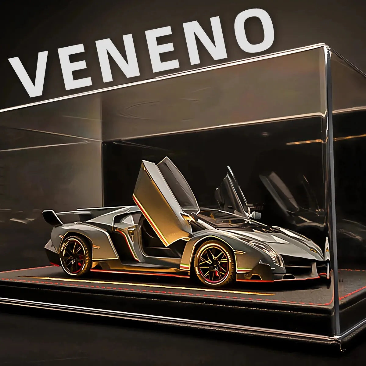 Diecast Car for Veneno Model Car 1/24 Scale Sports Toy Vehicle Door Can Be Opened Toy Car Front Wheel Steerable