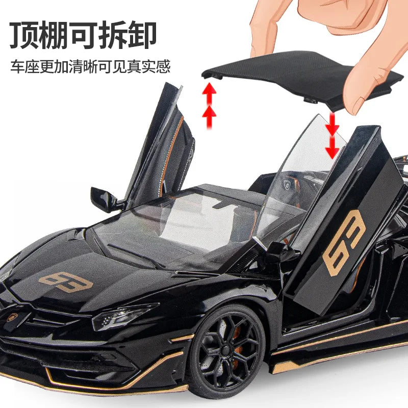 1:18 Lamborghinis Aventador SVJ63 Alloy Toy Car Model Wheel Steering Sound and Light Children's Toy Collectibles Birthday Gift