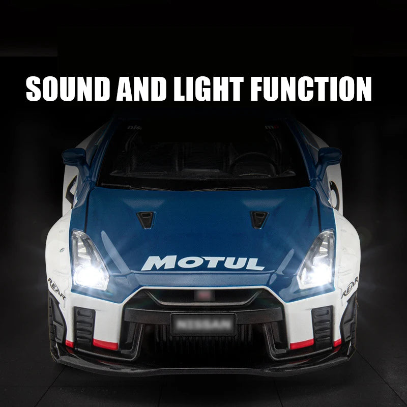 1:22 Nissan GTR Modified Car Alloy Model Car Diecast Metal Toy Car Sound & Light Children Boys Toys Vehicle Collection Gifts