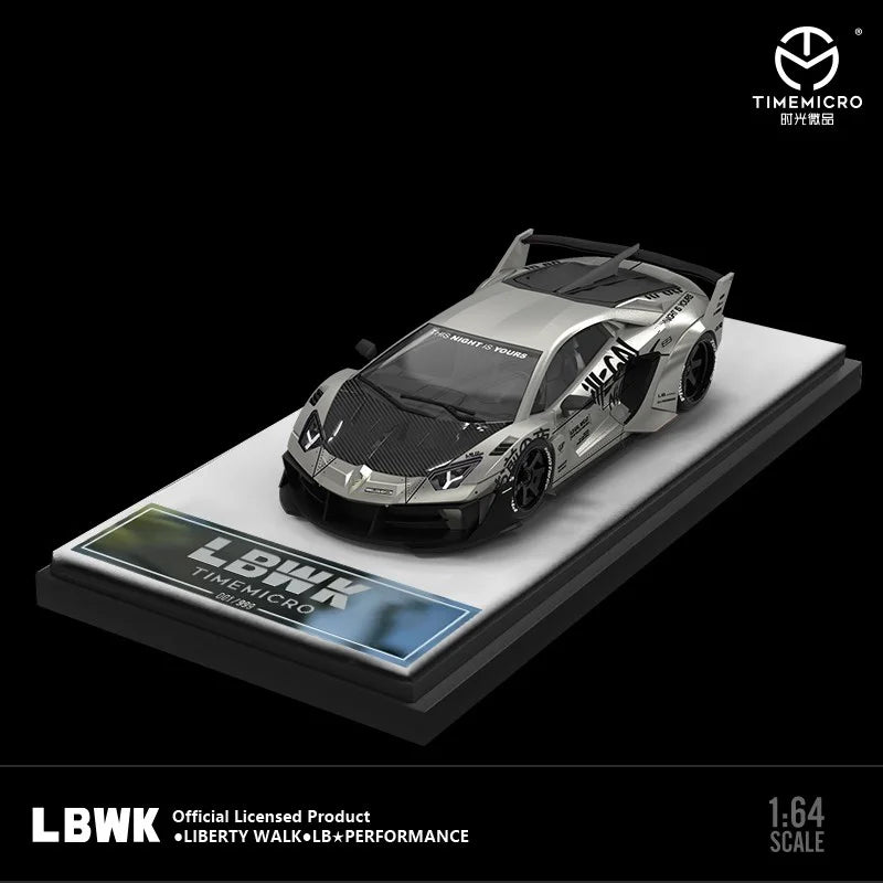 TIME MICRO 1:64 LP700 GTEVO LBWK Battle Grey Painting Alloy Model Car for Collection& Display