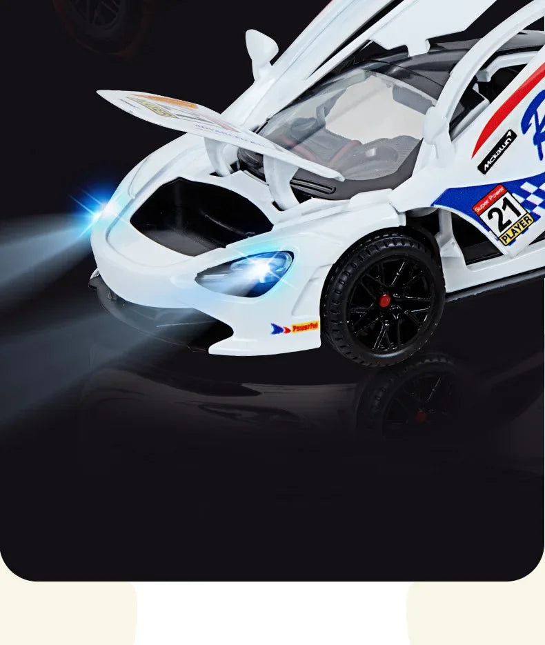 1:24 McLaren 720S Sports Car Alloy Diecast Simulation Model Car Toys With Sound And Light Pull Back Toys For Children Gift C310