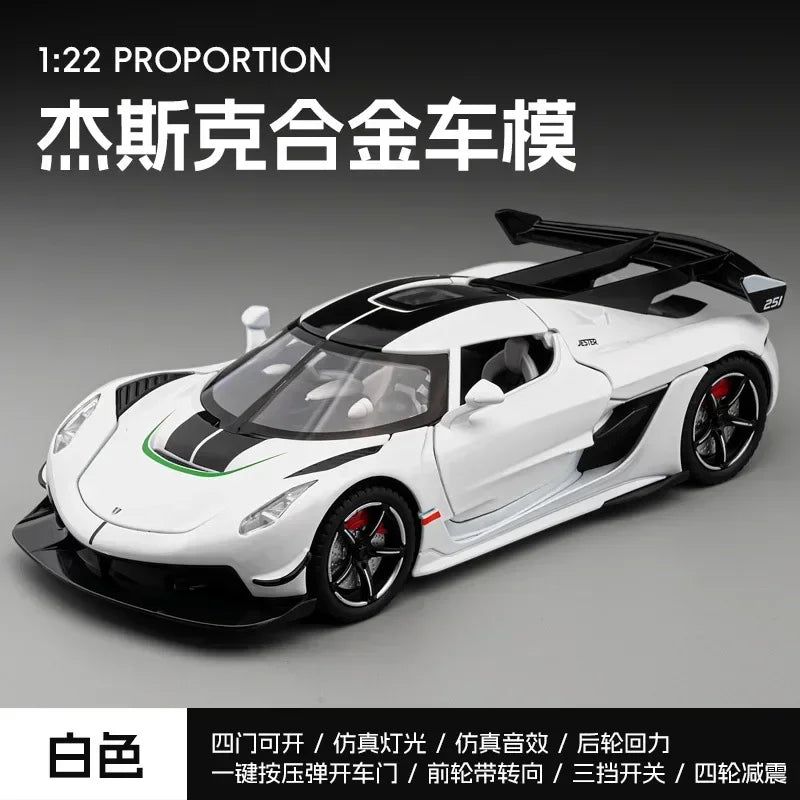 1:22 Jesko Alloy Diecast Sports Car Model Toys Simulation Vehicles with Sound Light Pull Back Toys Car for Boys C359